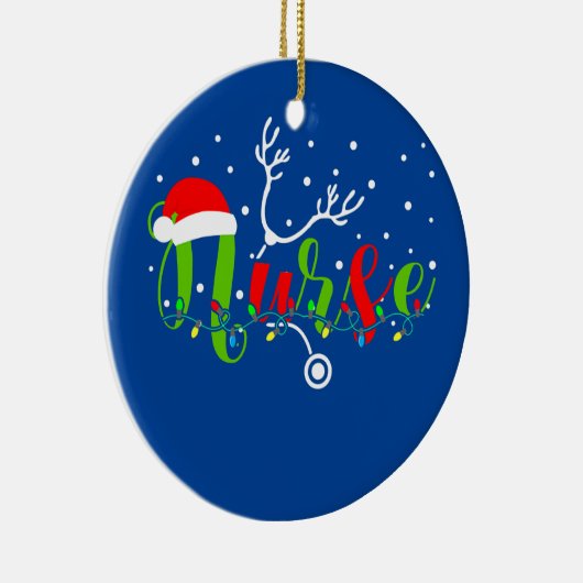 Weihnachtsfeier Weihnachtsmannmütze Snow Stethosco Keramik Ornament (Rechts)