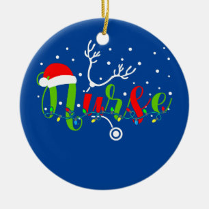 Weihnachtsfeier Weihnachtsmannmütze Snow Stethosco Keramik Ornament