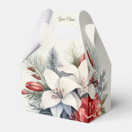 Weihnachtsfeier Weiße Rote Blumen Feiertage Elegan Geschenkschachtel