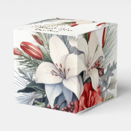 Weihnachtsfeier Weiße Rote Blumen Feiertage Elegan Geschenkschachtel