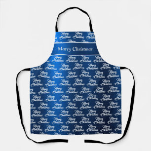 Weihnachtsfeier Weiße Schneeflocken Marineblau Schürze
