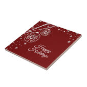 Weihnachtsfeier Weiße Sterne Rot Elegant Fliese (Seite)