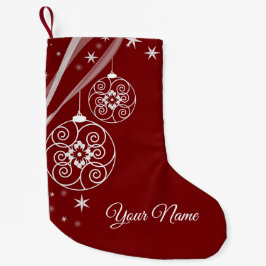 Weihnachtsfeier Weiße Sterne Rot Elegant Kleiner Weihnachtsstrumpf