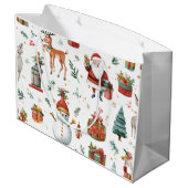 Weihnachtsfeier Whimsical Geschenktasche Große Geschenktüte (Rückseite Schrägansicht)