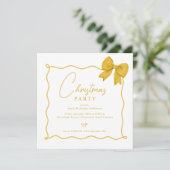 Weihnachtsfeier Whimsical Gold Bow Einladung (Stehend Vorderseite)