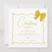 Weihnachtsfeier Whimsical Gold Bow Einladung (Vorderseite)