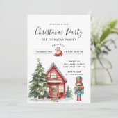 Weihnachtsfeier Winter Botanik Einladung (Stehend Vorderseite)