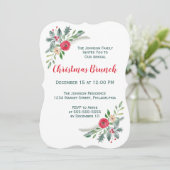 Weihnachtsfeier Winter Florals & Holly Einladung (Stehend Vorderseite)