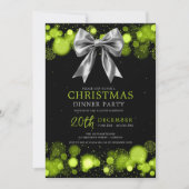 Weihnachtsfeier Winter Silberner Bogen Grün Einladung (Vorderseite)