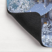 Weihnachtsfeier Winter Weißer Schneemann Blau Mousepad (Ecke)