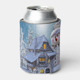 Weihnachtsfeier Winter Weißer Schneemann Blau Rust Dosenkühler