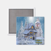 Weihnachtsfeier Winter Weißer Schneemann Blau Rust Magnet (Vorderseite/Rückseite)