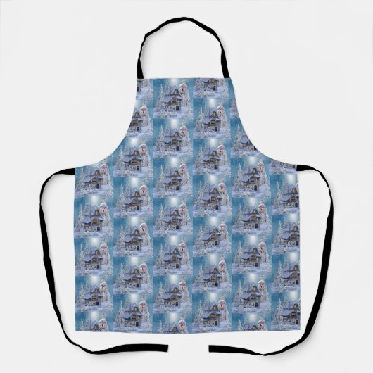 Weihnachtsfeier Winter Weißer Schneemann Blau Rust Schürze (Vorderseite)
