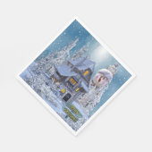 Weihnachtsfeier Winter Weißer Schneemann Blau Rust Serviette (Ecke)