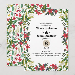 Weihnachtsfeier Winterhochzeit Floral Rustikal Einladung
