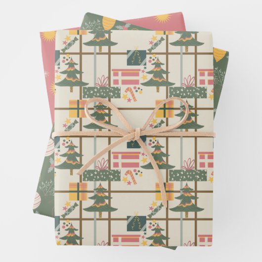 Weihnachtsfeier Wrapping Paper Set von 3 Geschenkpapier Set (Beispiel)