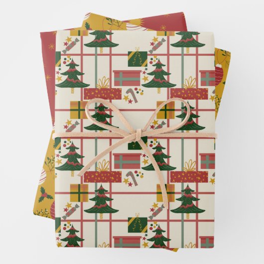 Weihnachtsfeier Wrapping Paper Set von 3 Geschenkpapier Set (Beispiel)