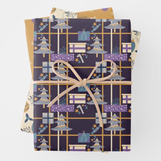 Weihnachtsfeier Wrapping Paper Set von 3 Geschenkpapier Set (Beispiel)