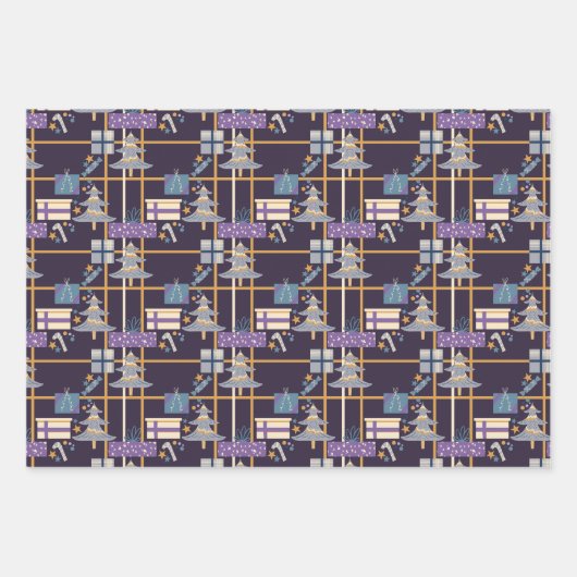 Weihnachtsfeier Wrapping Paper Set von 3 Geschenkpapier Set (Vorderseite)