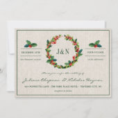 Weihnachtsfeier Wreath Poinsettia Einladung (Vorderseite)