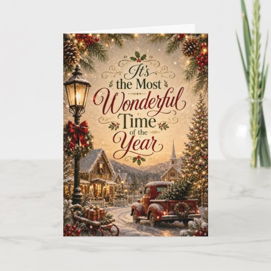 Weihnachtsfeier Wundervolle Zeit Karte (Vorderseite)