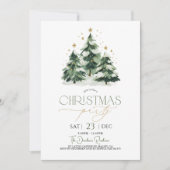 Weihnachtsfeier Xmas Baum Grün Gold Einladung (Vorderseite)