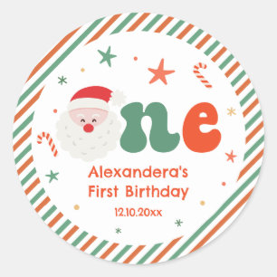 Weihnachtsfeier zum 1. Geburtstag  Runder Aufkleber