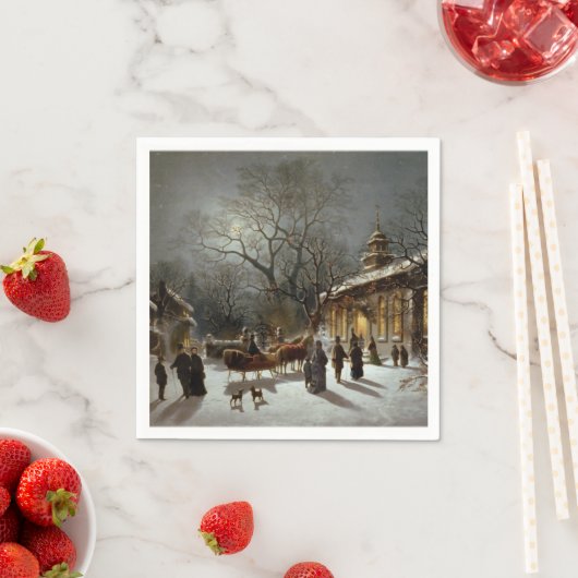 Weihnachtsfeierabend Kirchenszene Serviette (Beispiel)