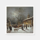 Weihnachtsfeierabend Kirchenszene Serviette (Vorderseite)