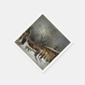 Weihnachtsfeierabend Kirchenszene Serviette (Ecke)