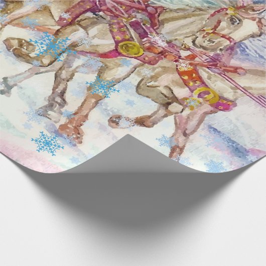 Weihnachtsfeierabend mit dem magischen Pferdeschli Geschenkpapier (Ecke)