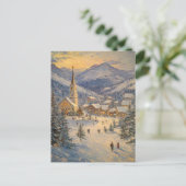 Weihnachtsfeierabend Ölgemälde Postkarte (Stehend Vorderseite)