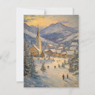 Weihnachtsfeierabend Ölgemälde Postkarte
