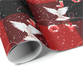 Weihnachtsfeierabend und Schneeflocken auf Kariert Geschenkpapier (Rolleneckpunkt)