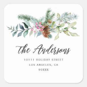 Weihnachtsfeieradresse Quadratischer Aufkleber