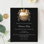 Weihnachtsfeierliche Party Einladung<br><div class="desc">Feiern Sie stilvoll die Urlaubssaison mit dieser eleganten Weihnachtsfeier-Party Einladung, die für berufliche Ansammlungen entworfen wurde. Dieses Set mit klassischem schwarzem Hintergrund ist mit einem großen, Vintag inspirierten Ornament mit einem Band geschmückt, das einen zeitlosen Urlaubsstil erweckt. Diese Karte eignet sich ideal für Weihnachten-Party in Unternehmen und bietet benutzerdefinierbare Felder...</div>