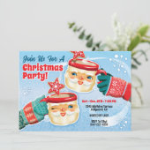Weihnachtsfeierliche Party Einladung in Santa Tass (Stehend Vorderseite)