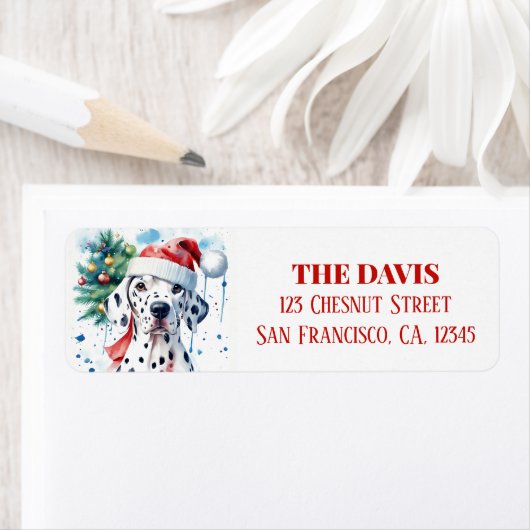 Weihnachtsfeierlicher Dalmatiner - Rücksendeadress (Insitu)