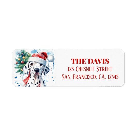 Weihnachtsfeierlicher Dalmatiner - Rücksendeadress (Vorne)
