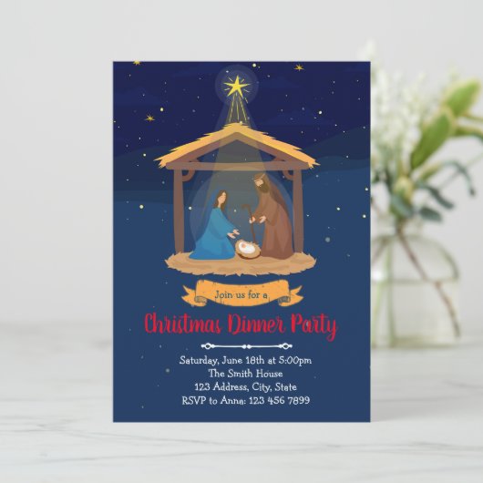 Weihnachtsfeierlichkeiten Einladung (Stehend Vorderseite)