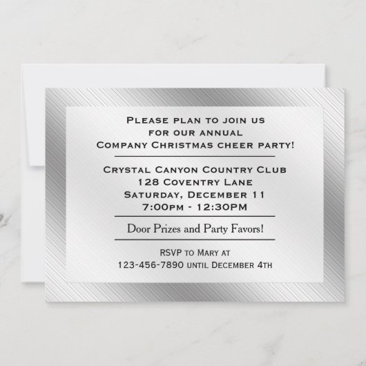 Weihnachtsfeierlichkeiten Einladung (Rückseite)