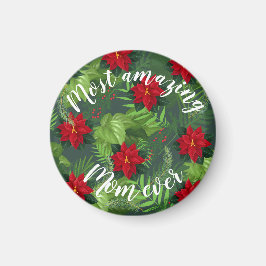 Weihnachtsfeierlichkeiten für die Poinsettia-Blume Magnet