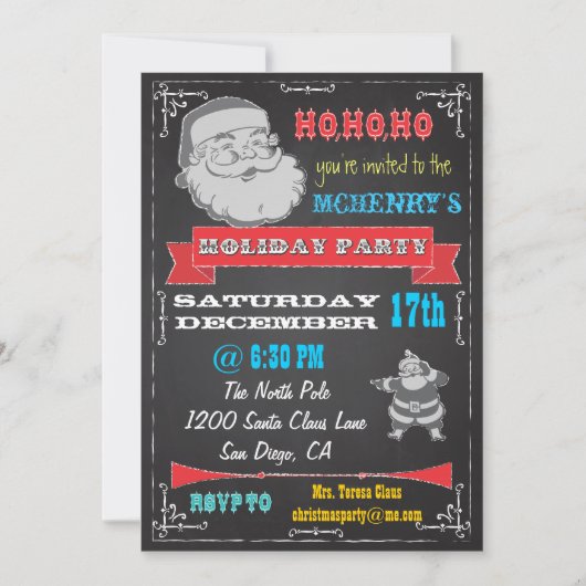 Weihnachtsfeierlichkeiten im Retro-Retro Einladung (Vorderseite)