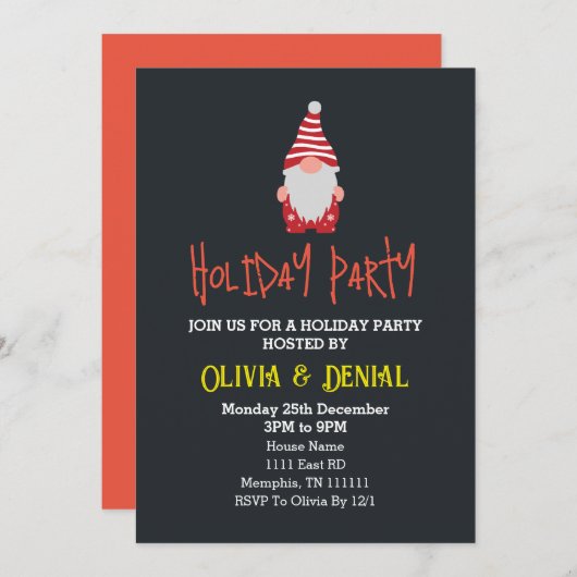 Weihnachtsfeierlichkeiten in Gnome Feiertagskarte (Vorne/Hinten)