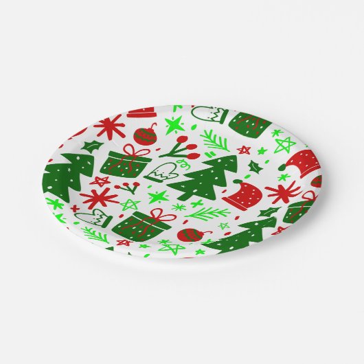 Weihnachtsfeierlichkeiten Pappteller (Schrägansicht)