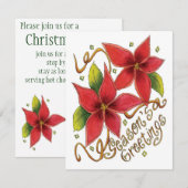 Weihnachtsfeierlichkeiten Poinsettia Einladung (Vorne/Hinten)