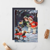 Weihnachtsfeiern geben den Weihnachtskids ein Gefü Mitteilungskarte (Vorderseite/Rückseite Beispiel)