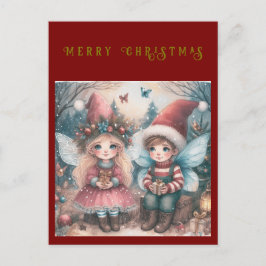 Weihnachtsfeiern im Wald Weihnachtsfeiertag Postka Feiertagspostkarte