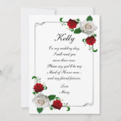 Weihnachtsfeiern in Rosa und Rosen - Trauzeugin Einladung (Vorderseite)