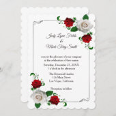 Weihnachtsfeiern in Rot und Weiß-Rose Einladung (Vorne/Hinten)